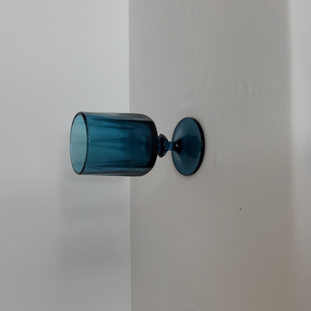 Vintage Footed Teal Blue Drinking Glass